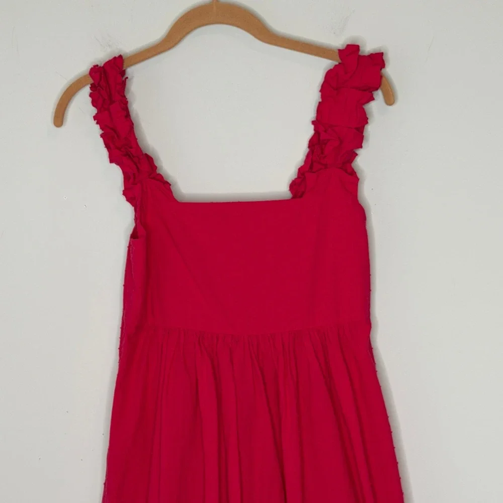 Lake Pajamas Lolly heatwave Pink Clip Dot Cotton Patio Dress Ruffle Midi Size XS - Picture 6 of 13